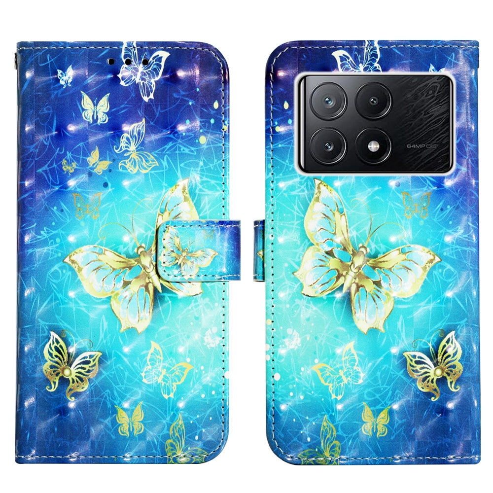 Xiaomi Redmi K70E Leather Flip Phone Case with 3D Painted Design, Card Holder, Wallet & Stand Function - Durable Protection & Easy Access