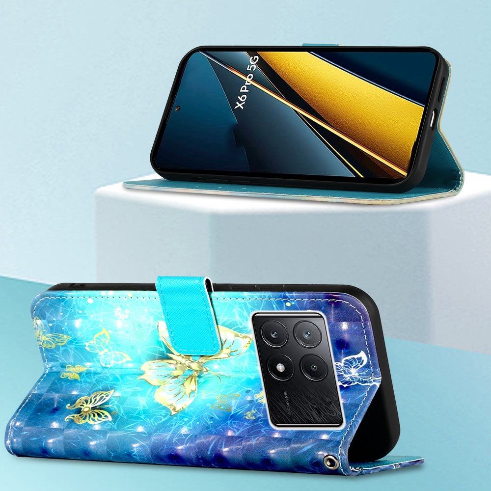 Xiaomi Redmi K70E Leather Flip Phone Case with 3D Painted Design, Card Holder, Wallet & Stand Function - Durable Protection & Easy Access