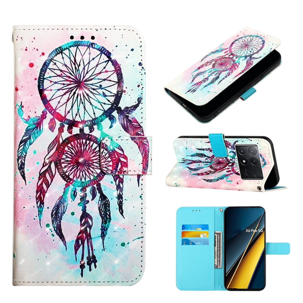Xiaomi Redmi K70E Leather Flip Phone Case with 3D Painted Design, Card Holder, Wallet & Stand Function - Durable Protection & Easy Access