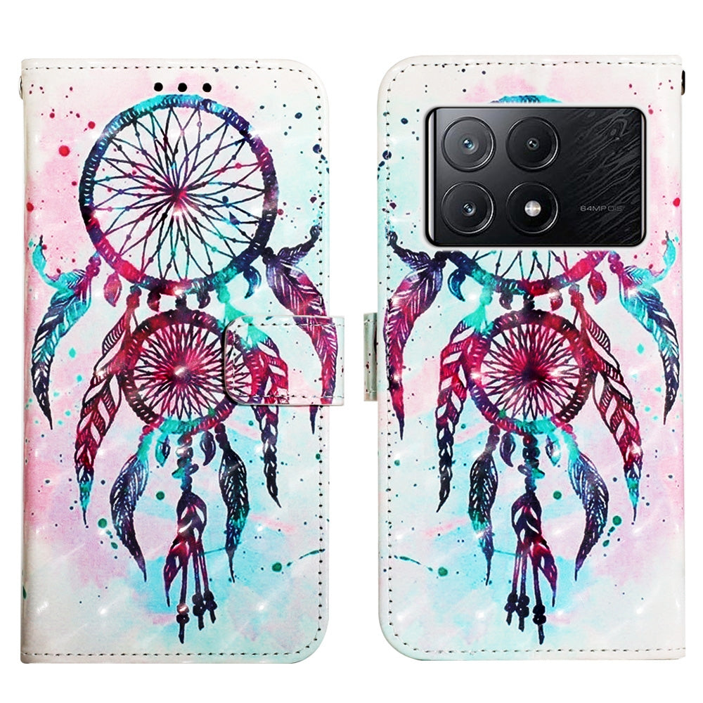 Xiaomi Redmi K70E Leather Flip Phone Case with 3D Painted Design, Card Holder, Wallet & Stand Function - Durable Protection & Easy Access