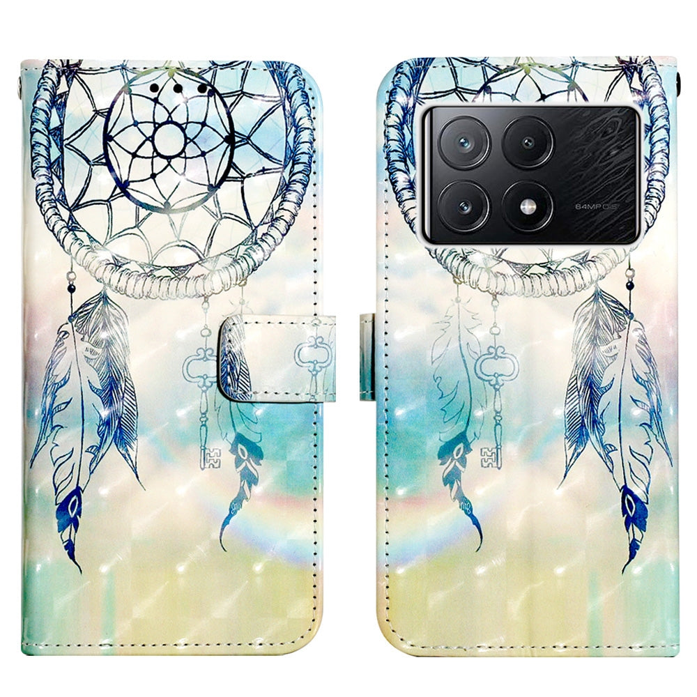 Xiaomi Redmi K70E Leather Flip Phone Case with 3D Painted Design, Card Holder, Wallet & Stand Function - Durable Protection & Easy Access