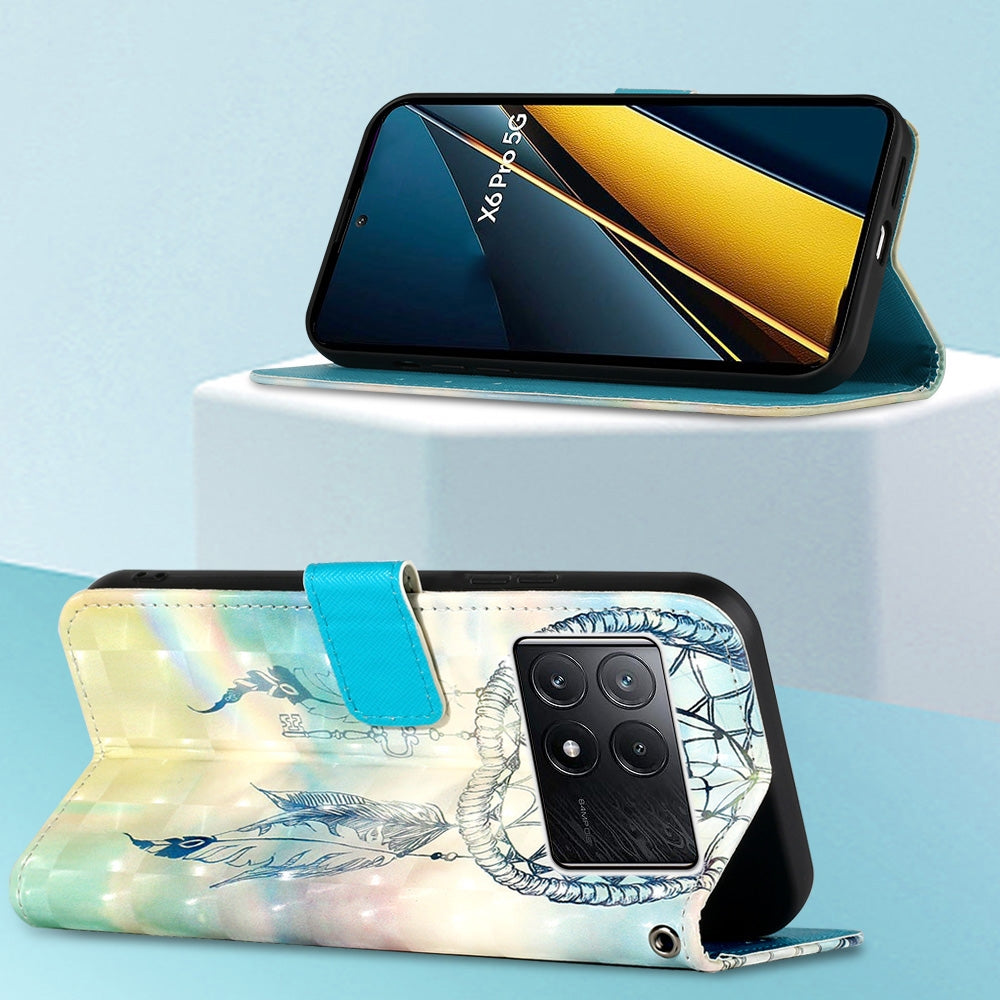 Xiaomi Redmi K70E Leather Flip Phone Case with 3D Painted Design, Card Holder, Wallet & Stand Function - Durable Protection & Easy Access