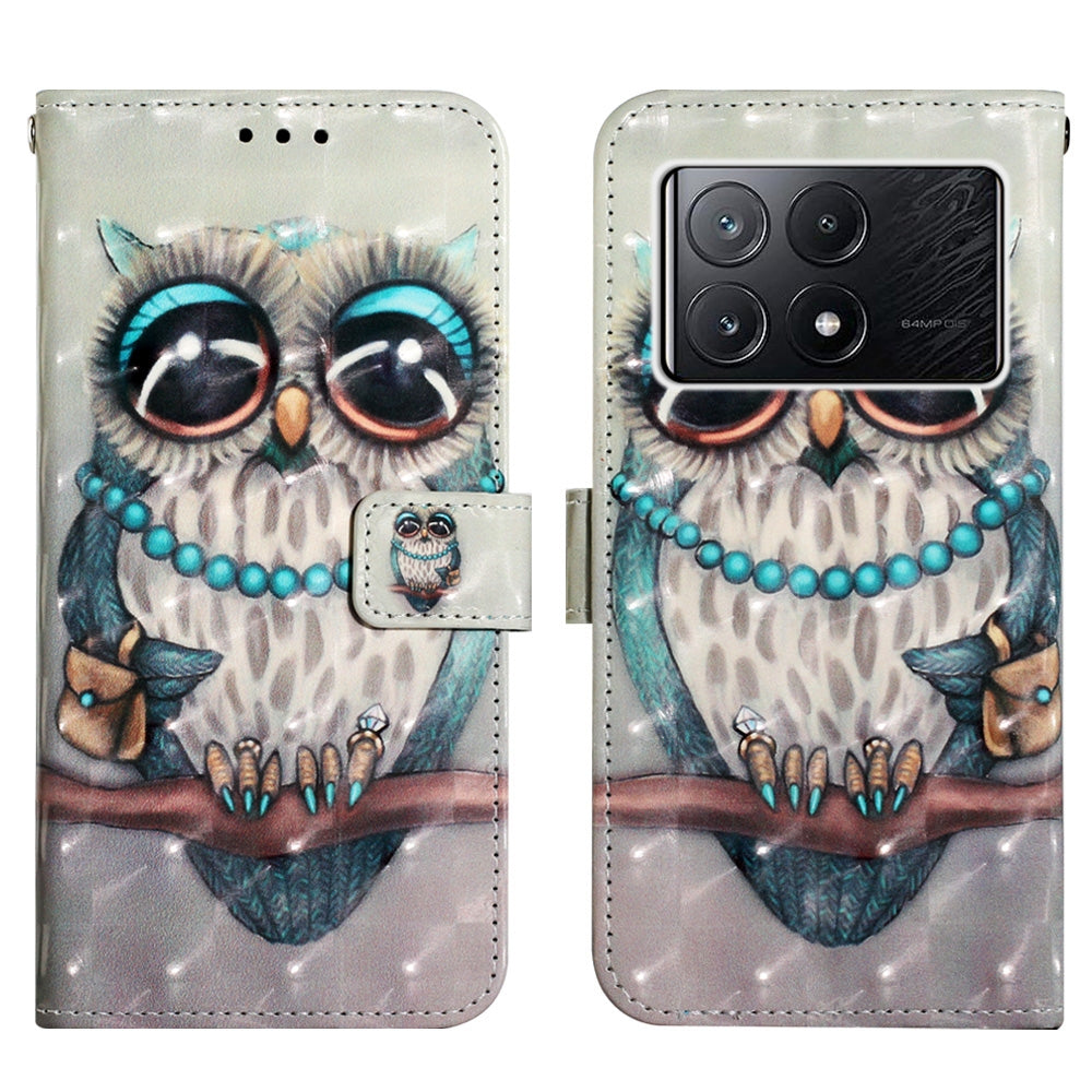 Xiaomi Redmi K70E Leather Flip Phone Case with 3D Painted Design, Card Holder, Wallet & Stand Function - Durable Protection & Easy Access