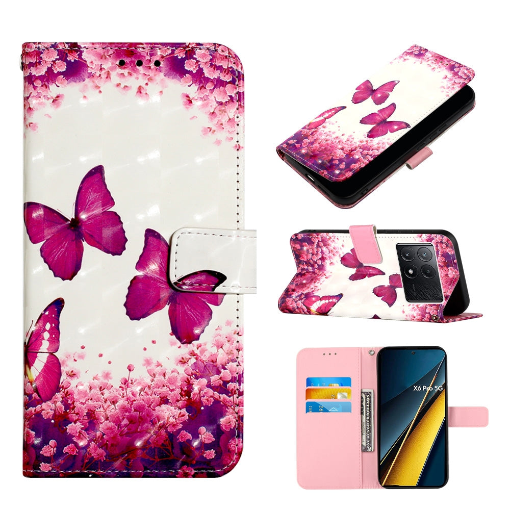 Xiaomi Redmi K70E Leather Flip Phone Case with 3D Painted Design, Card Holder, Wallet & Stand Function - Durable Protection & Easy Access