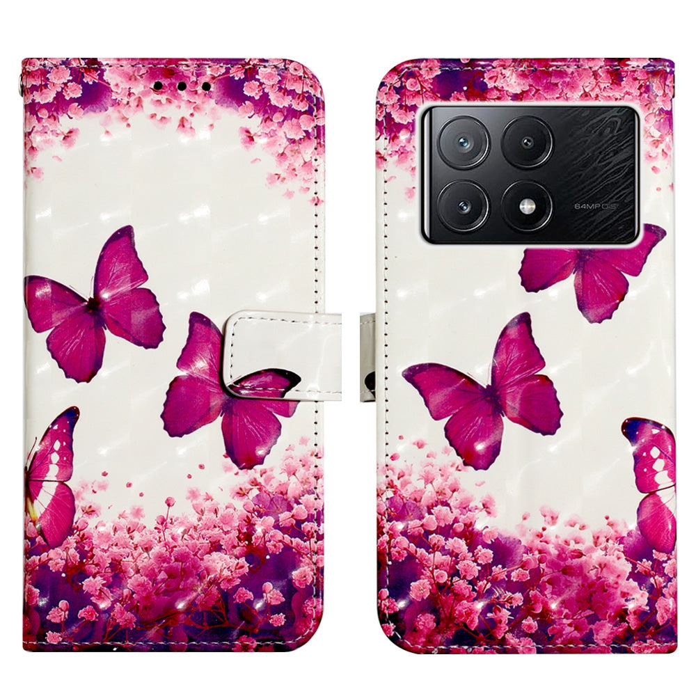Xiaomi Redmi K70E Leather Flip Phone Case with 3D Painted Design, Card Holder, Wallet & Stand Function - Durable Protection & Easy Access