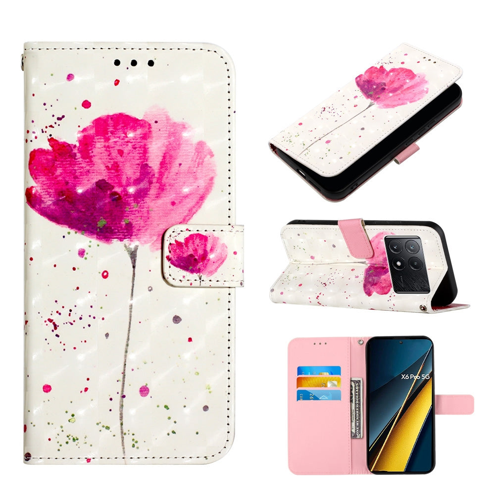 Xiaomi Redmi K70E Leather Flip Phone Case with 3D Painted Design, Card Holder, Wallet & Stand Function - Durable Protection & Easy Access