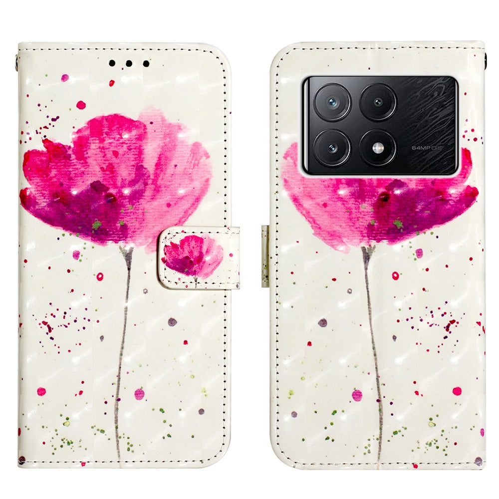 Xiaomi Redmi K70E Leather Flip Phone Case with 3D Painted Design, Card Holder, Wallet & Stand Function - Durable Protection & Easy Access