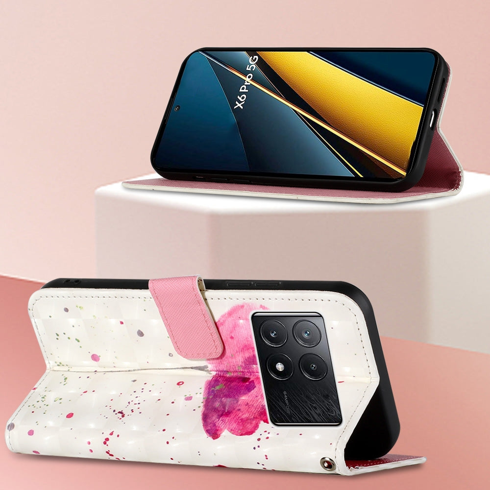 Xiaomi Redmi K70E Leather Flip Phone Case with 3D Painted Design, Card Holder, Wallet & Stand Function - Durable Protection & Easy Access