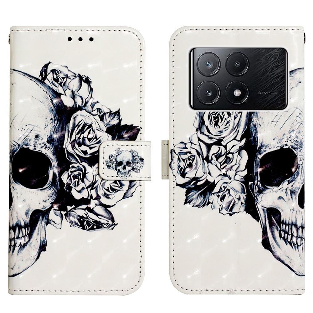 Xiaomi Redmi K70E Leather Flip Phone Case with 3D Painted Design, Card Holder, Wallet & Stand Function - Durable Protection & Easy Access