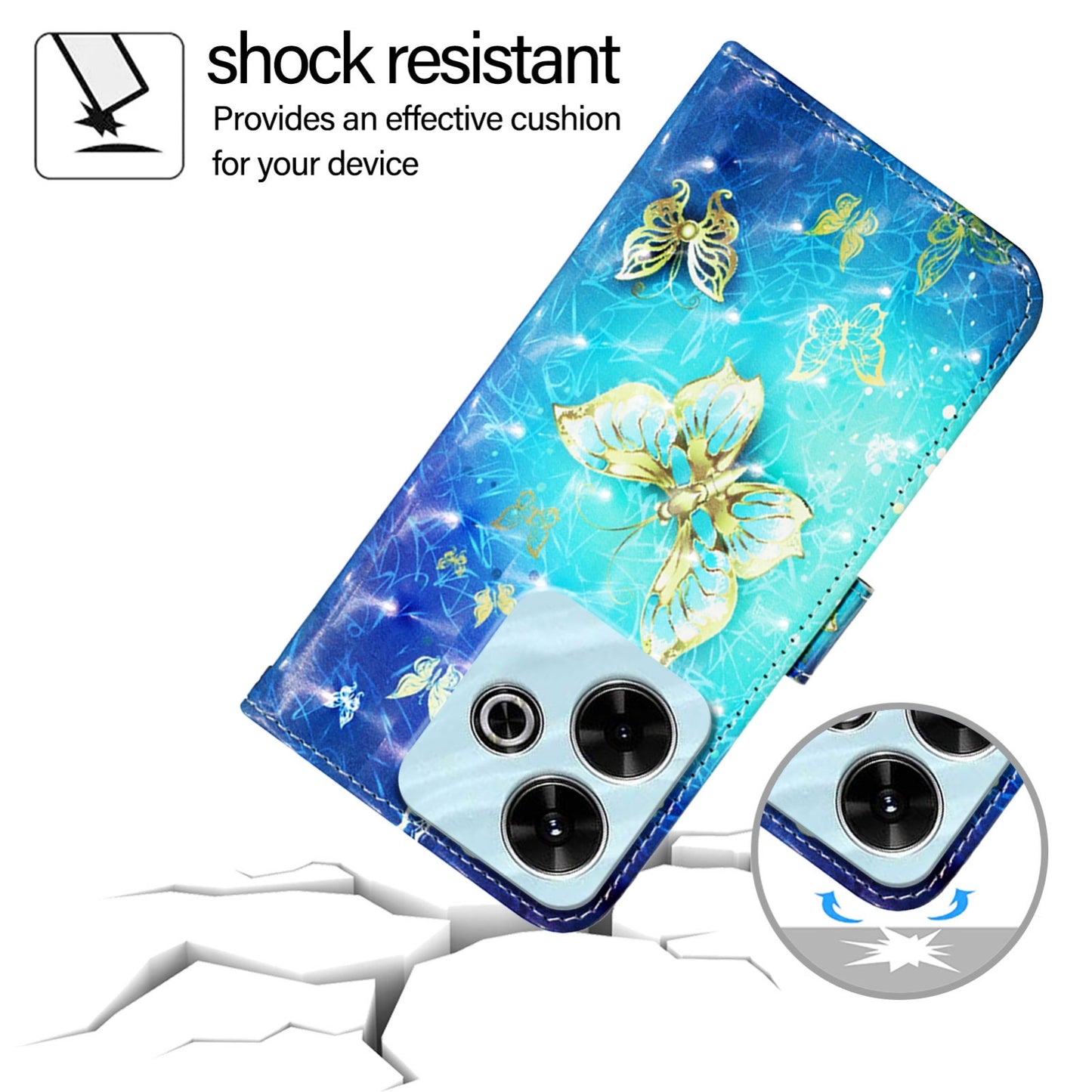 Xiaomi Redmi 13 4G Leather Flip Phone Case with 3D Painted Design, Card Holder, Wallet & Stand Function - Durable Protection & Easy Access