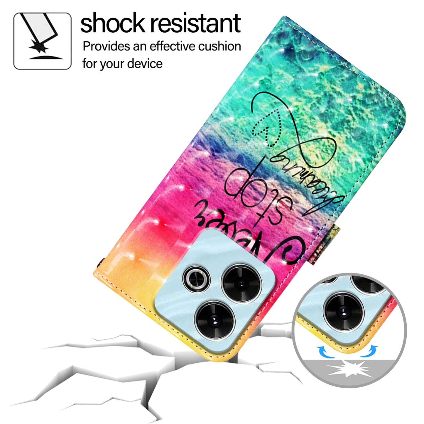 Xiaomi Redmi 13 4G Leather Flip Phone Case with 3D Painted Design, Card Holder, Wallet & Stand Function - Durable Protection & Easy Access