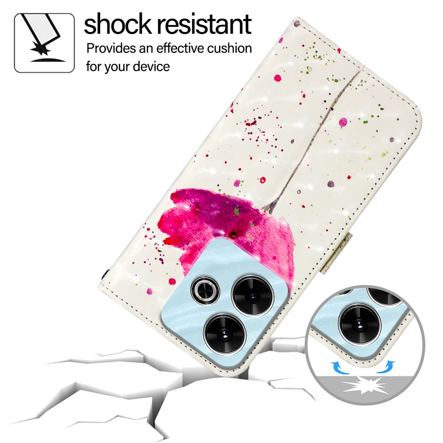 Xiaomi Redmi 13 4G Leather Flip Phone Case with 3D Painted Design, Card Holder, Wallet & Stand Function - Durable Protection & Easy Access