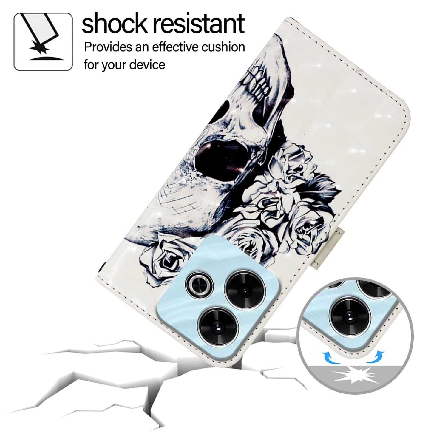 Xiaomi Redmi 13 4G Leather Flip Phone Case with 3D Painted Design, Card Holder, Wallet & Stand Function - Durable Protection & Easy Access