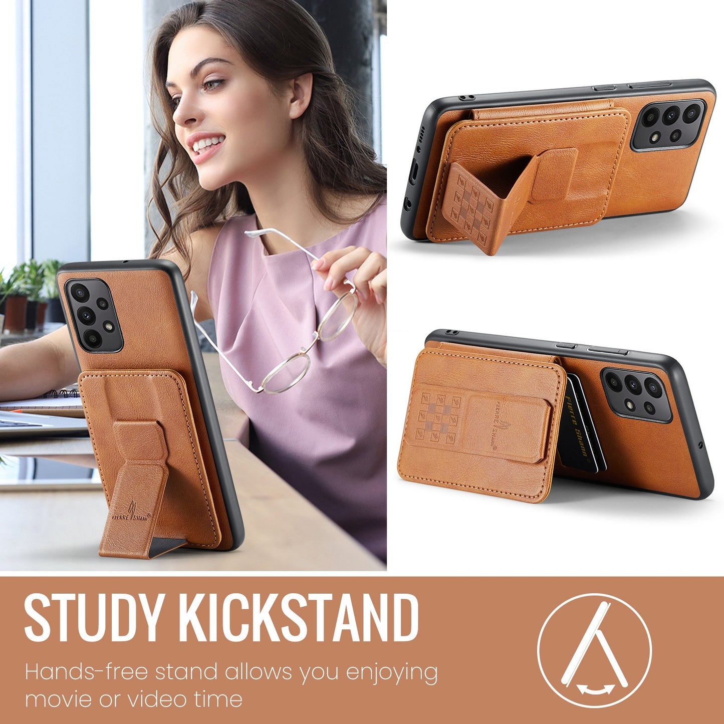 Samsung Galaxy A33 5G Card Holder Back Phone Case - Oil Wax Cow Leather