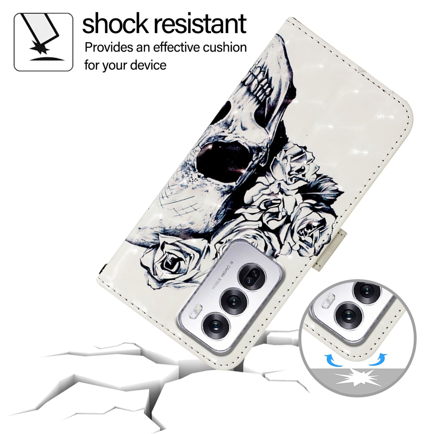 OPPO Reno12 Global Leather Flip Phone Case with 3D Painted Design, Card Holder, Wallet & Stand Function - Durable Protection & Easy Access