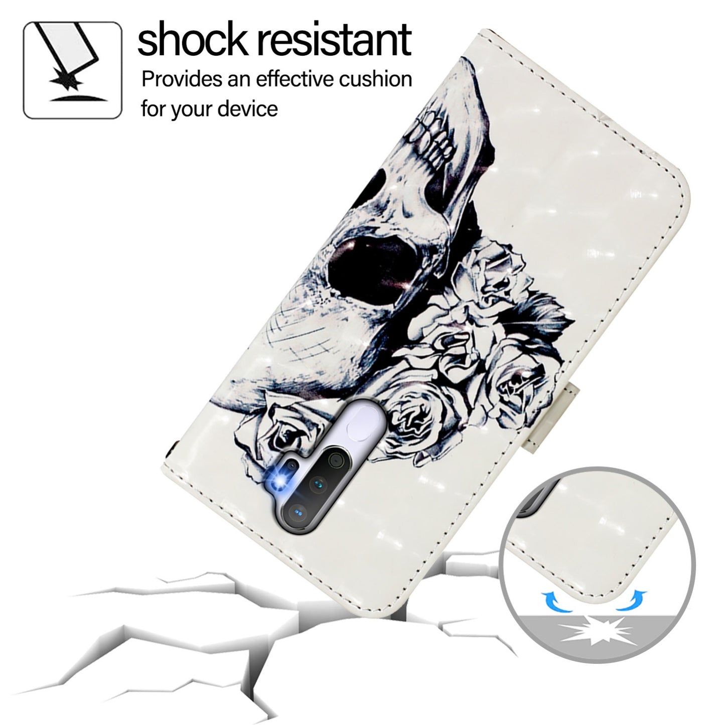 OPPO A5 2020 4G Leather Flip Phone Case with 3D Painted Design, Card Holder, Wallet & Stand Function - Durable Protection & Easy Access