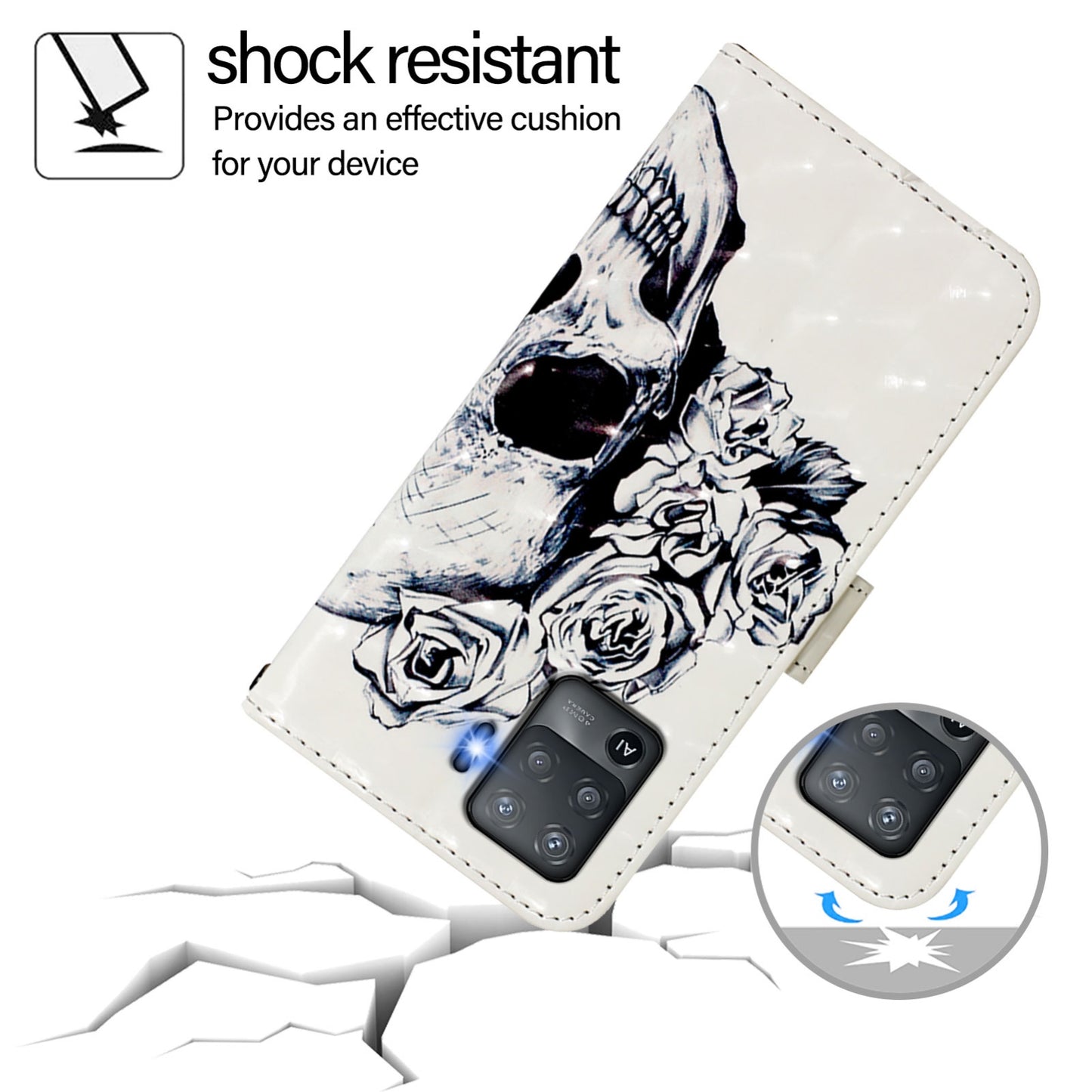 OPPO F19 Pro Leather Flip Phone Case with 3D Painted Design, Card Holder, Wallet & Stand Function - Durable Protection & Easy Access