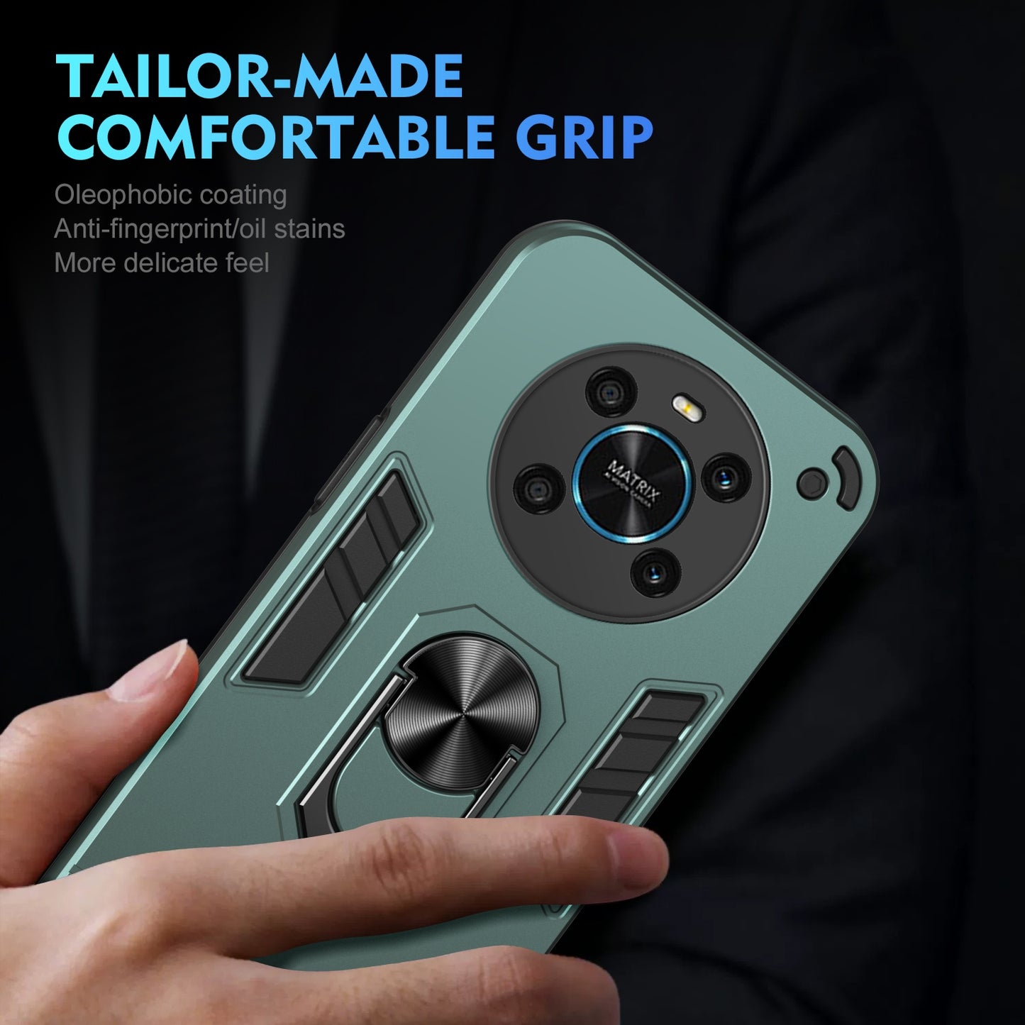 Shockproof Honor X9 Phone Case with 360° Rotatable Metal Ring Holder, Magnetic Car Mount Stand, Ultra-Thin PC & Silicone Protection Cover