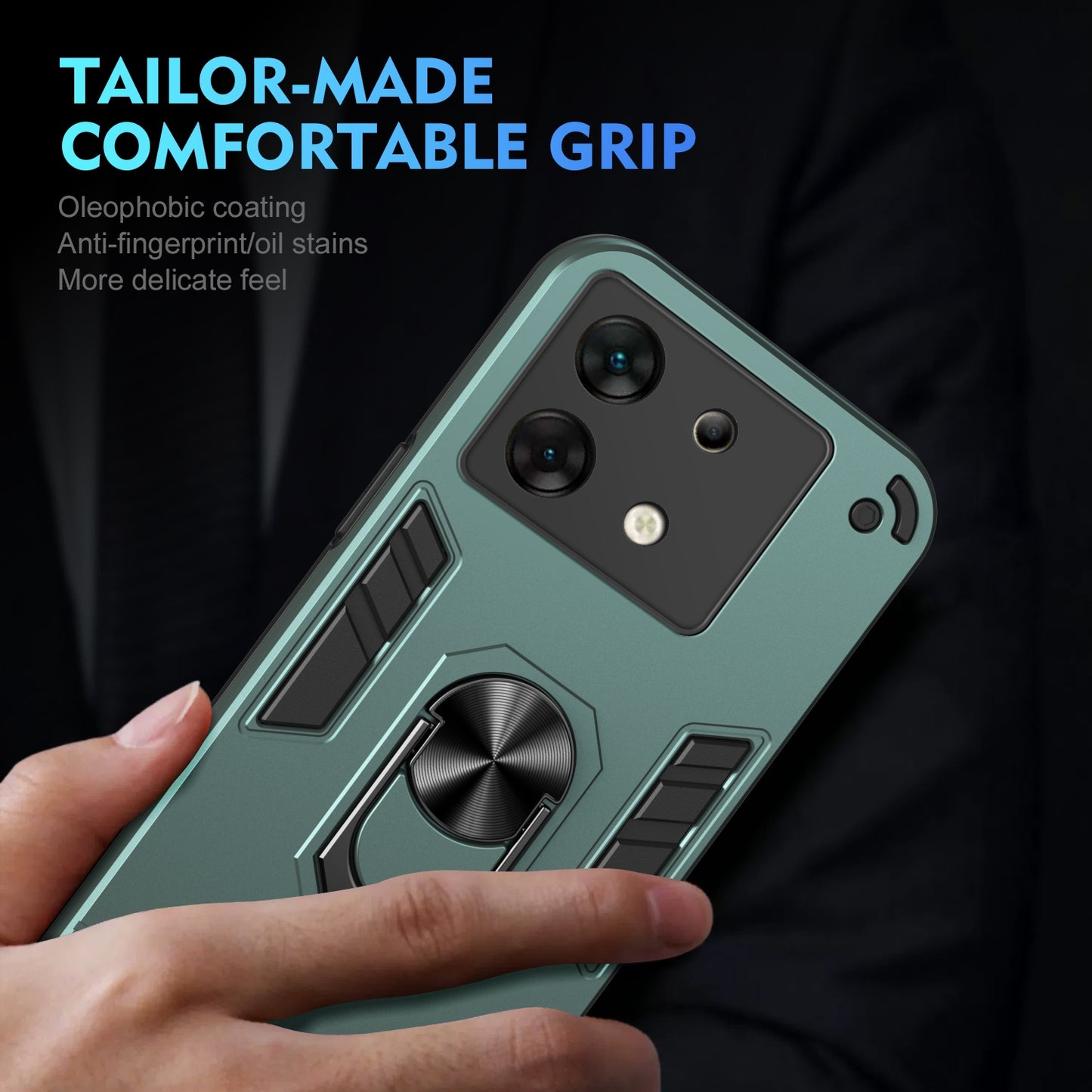 Shockproof Infinix Zero 30 Phone Case with 360° Rotatable Metal Ring Holder, Magnetic Car Mount Stand, Ultra-Thin PC & Silicone Protection Cover