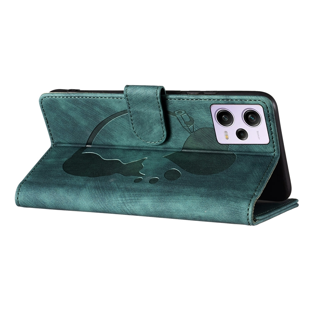 Xiaomi Redmi Note 12 Pro 5G Global Heart & Cat Embossed Multi-Functional Pen Leather Wallet Phone Case with Stand and Card Slots