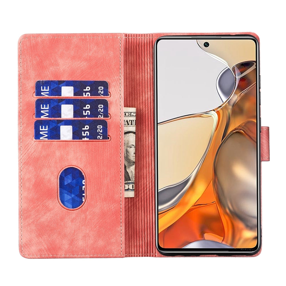 For Xiaomi 11T Heart & Cat Embossed Multi-Functional Pen Leather Wallet Phone Case with Stand and Card Slots
