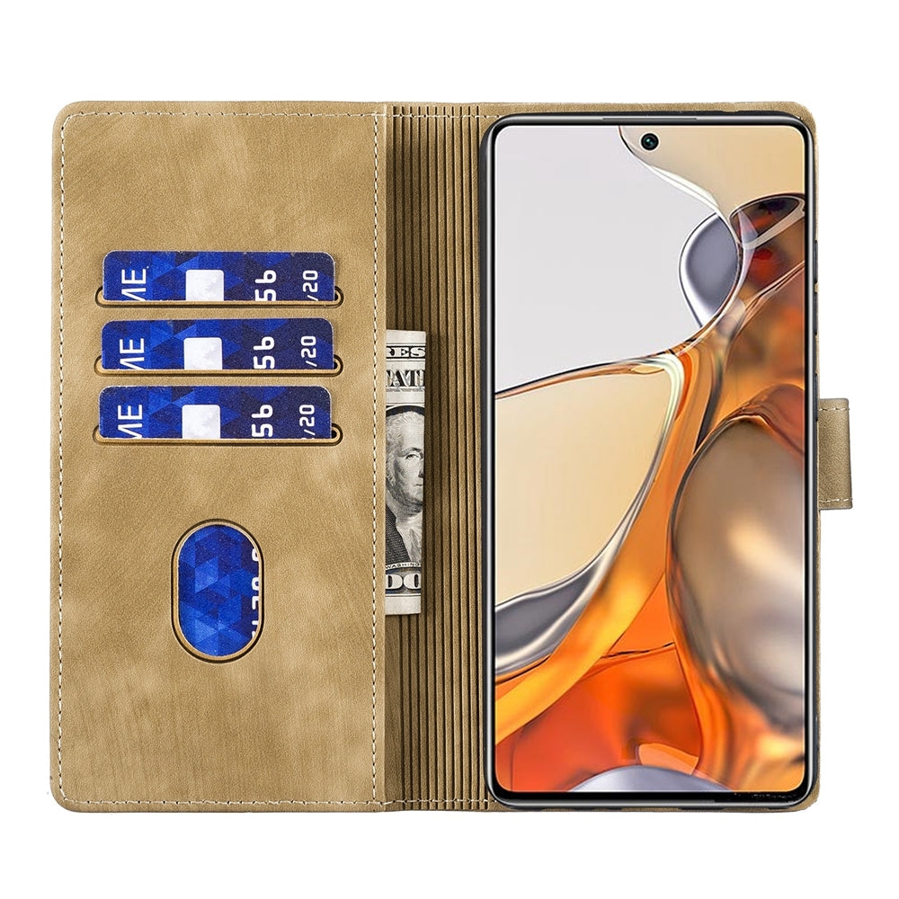 For Xiaomi 11T Heart & Cat Embossed Multi-Functional Pen Leather Wallet Phone Case with Stand and Card Slots
