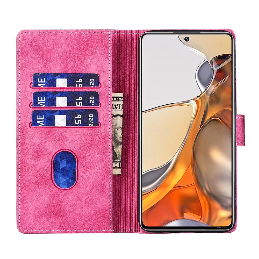 For Xiaomi 11T Heart & Cat Embossed Multi-Functional Pen Leather Wallet Phone Case with Stand and Card Slots