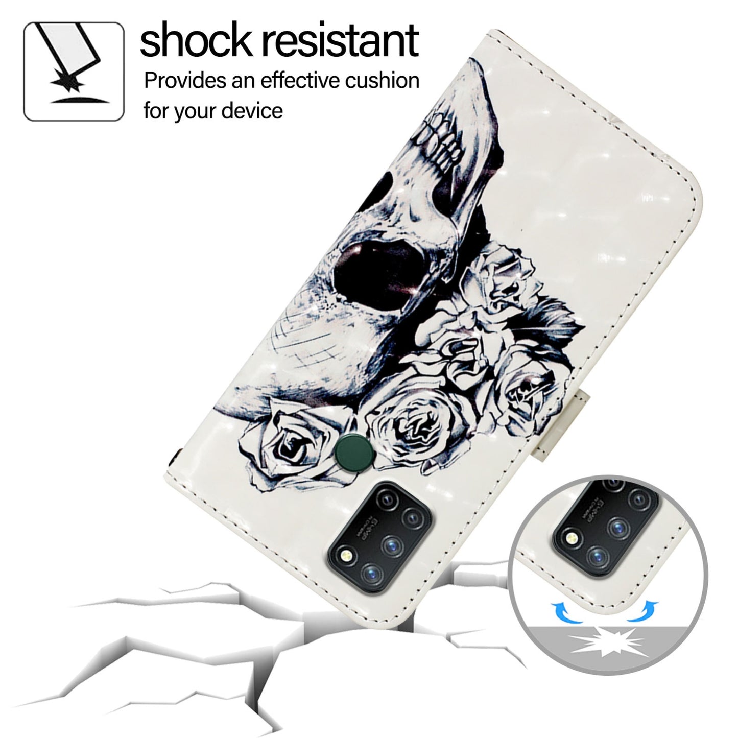 Realme 7i Leather Flip Phone Case with 3D Painted Design, Card Holder, Wallet & Stand Function - Durable Protection & Easy Access