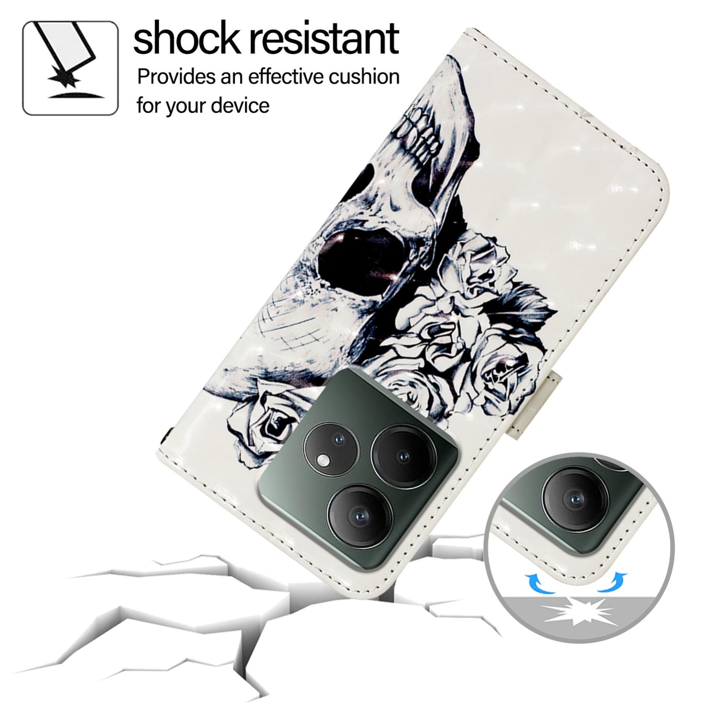 Realme GT 6 5G Global Leather Flip Phone Case with 3D Painted Design, Card Holder, Wallet & Stand Function - Durable Protection & Easy Access