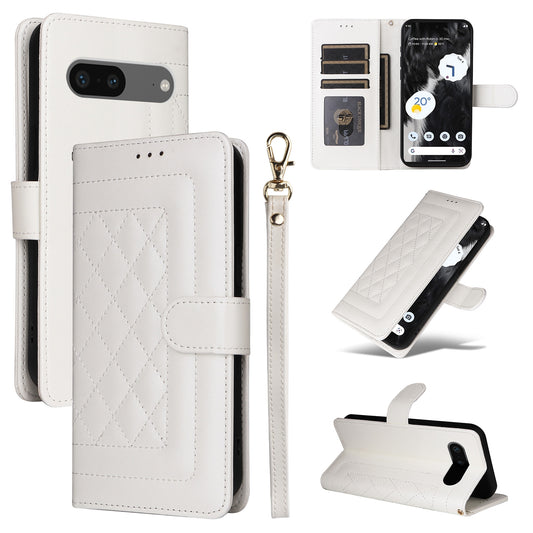 Google Pixel 7 Diamond Lattice Leather Flip Phone Case - Durable and Convenient Holder with Precision Cutouts