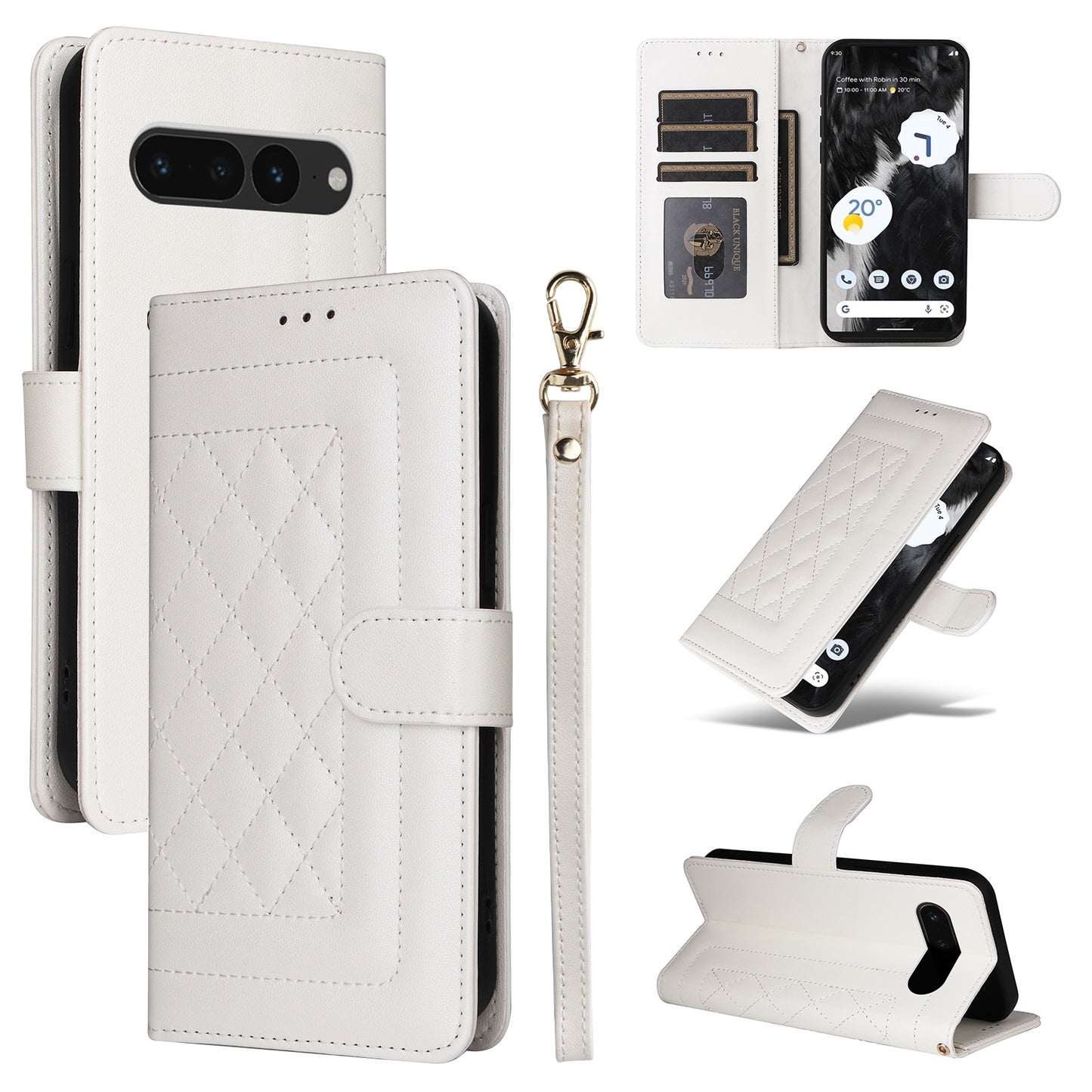 Google Pixel 7 Pro Diamond Lattice Leather Flip Phone Case - Durable and Convenient Holder with Precision Cutouts