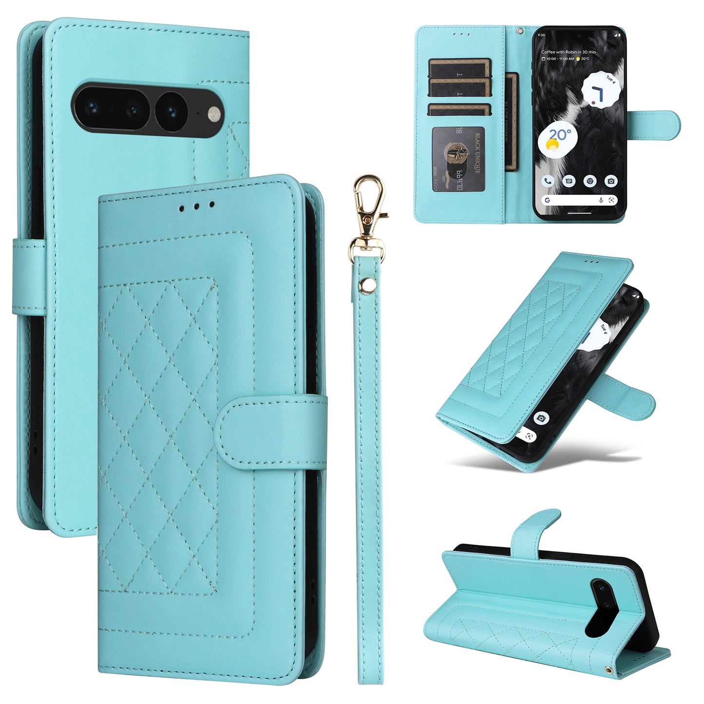 Google Pixel 7 Pro Diamond Lattice Leather Flip Phone Case - Durable and Convenient Holder with Precision Cutouts