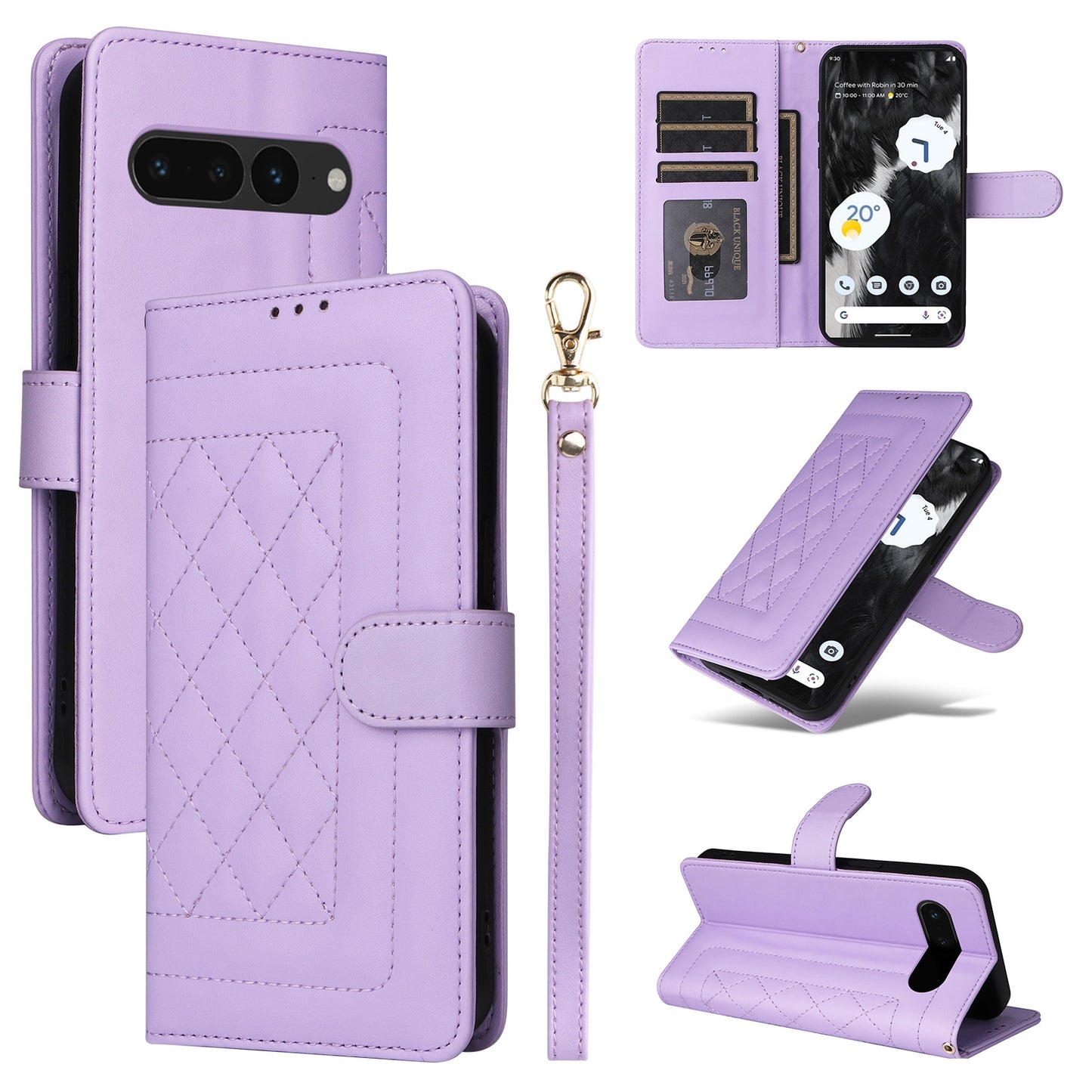 Google Pixel 7 Pro Diamond Lattice Leather Flip Phone Case - Durable and Convenient Holder with Precision Cutouts