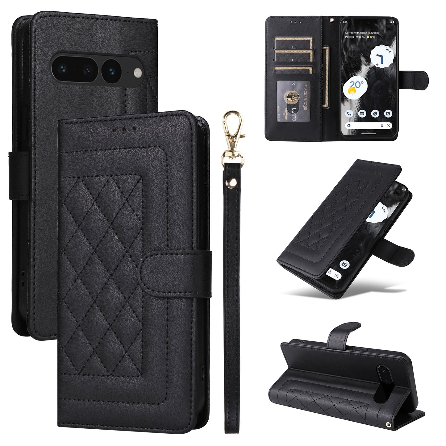 Google Pixel 7 Pro Diamond Lattice Leather Flip Phone Case - Durable and Convenient Holder with Precision Cutouts