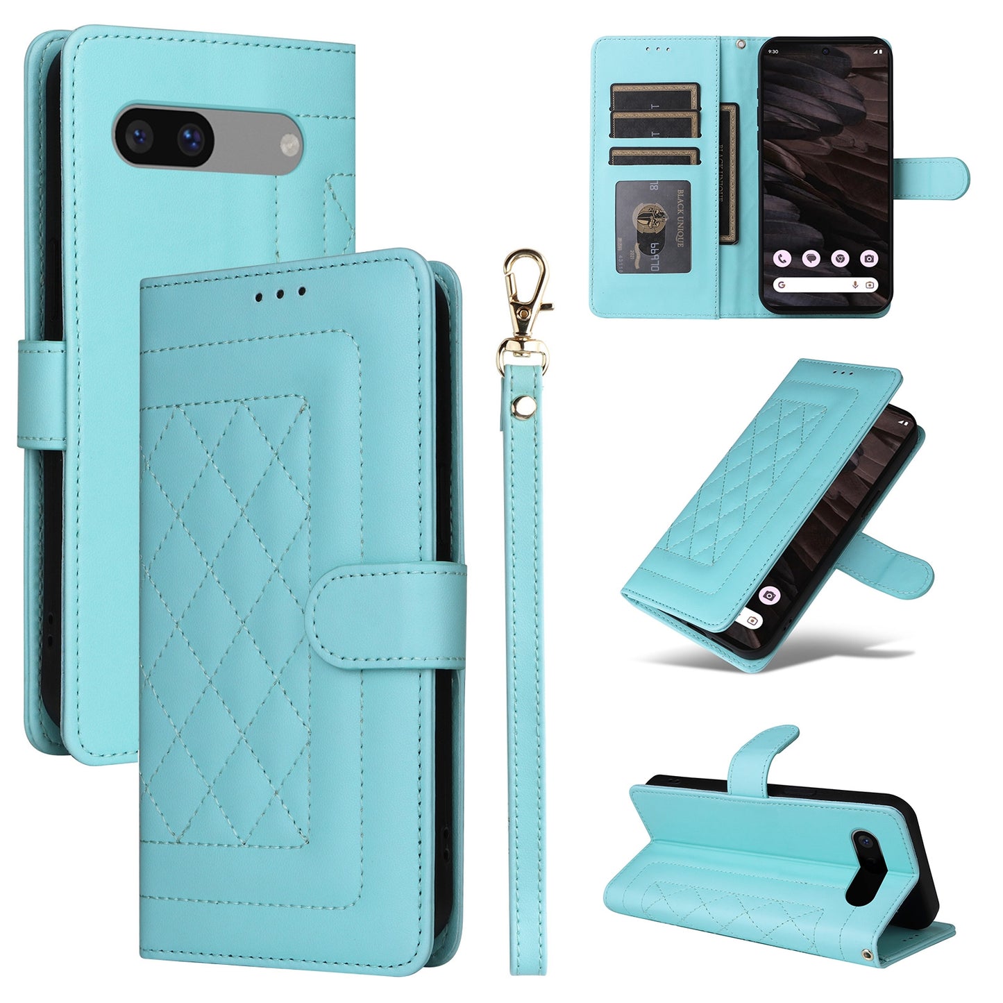 Google Pixel 7a Diamond Lattice Leather Flip Phone Case - Durable and Convenient Holder with Precision Cutouts