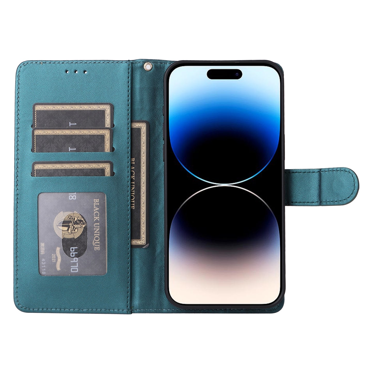 iPhone 14 Pro Diamond Lattice Leather Flip Phone Case - Durable and Convenient Holder with Precision Cutouts