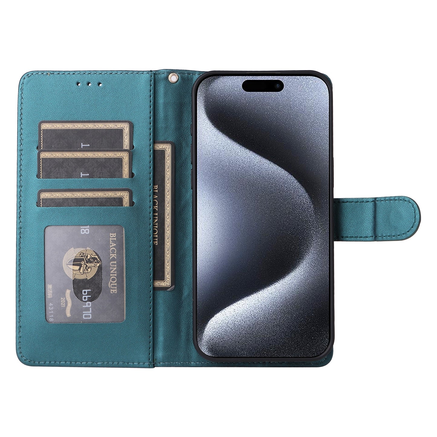 iPhone 15 Pro Diamond Lattice Leather Flip Phone Case - Durable and Convenient Holder with Precision Cutouts