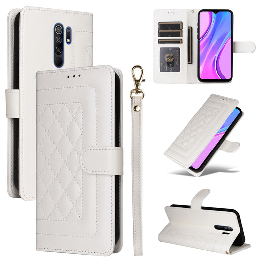 Xiaomi Redmi 9 Diamond Lattice Leather Flip Phone Case - Durable and Convenient Holder with Precision Cutouts