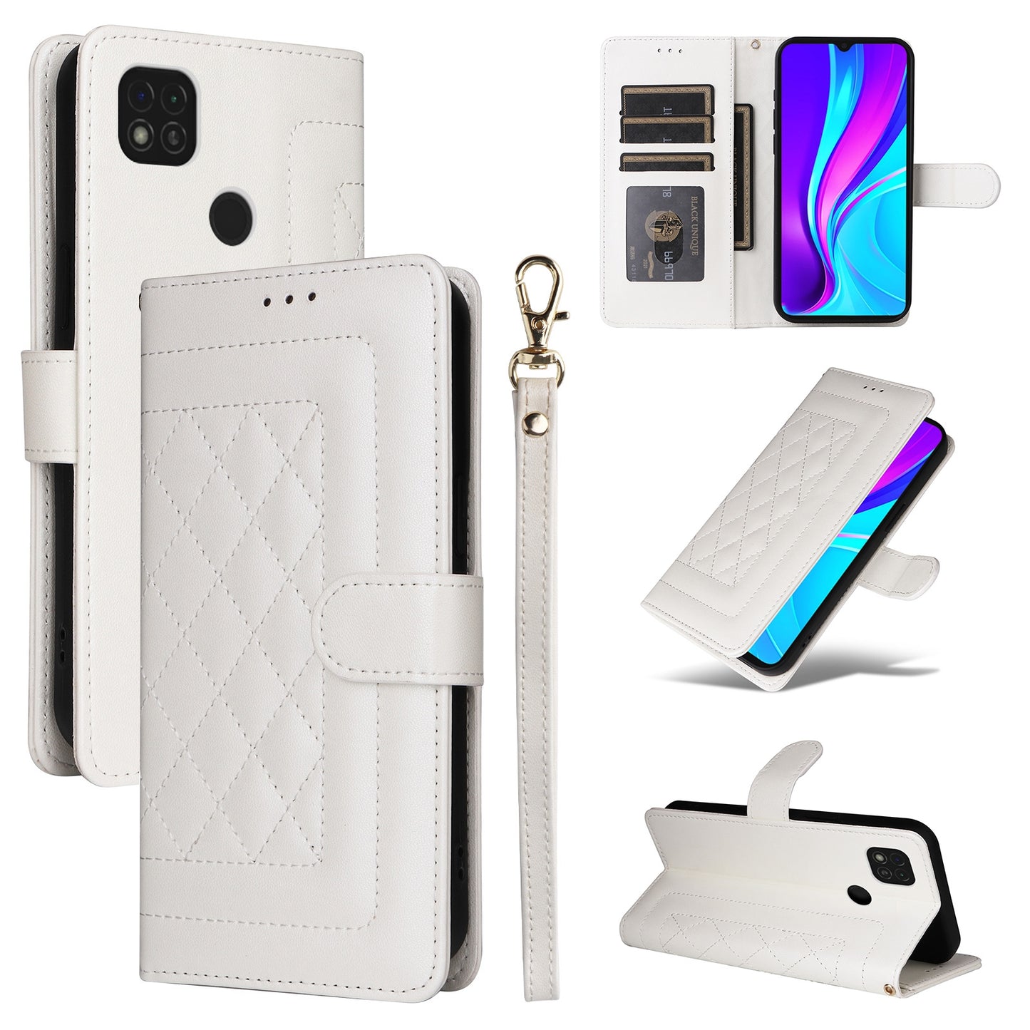Xiaomi Redmi 9C Diamond Lattice Leather Flip Phone Case - Durable and Convenient Holder with Precision Cutouts