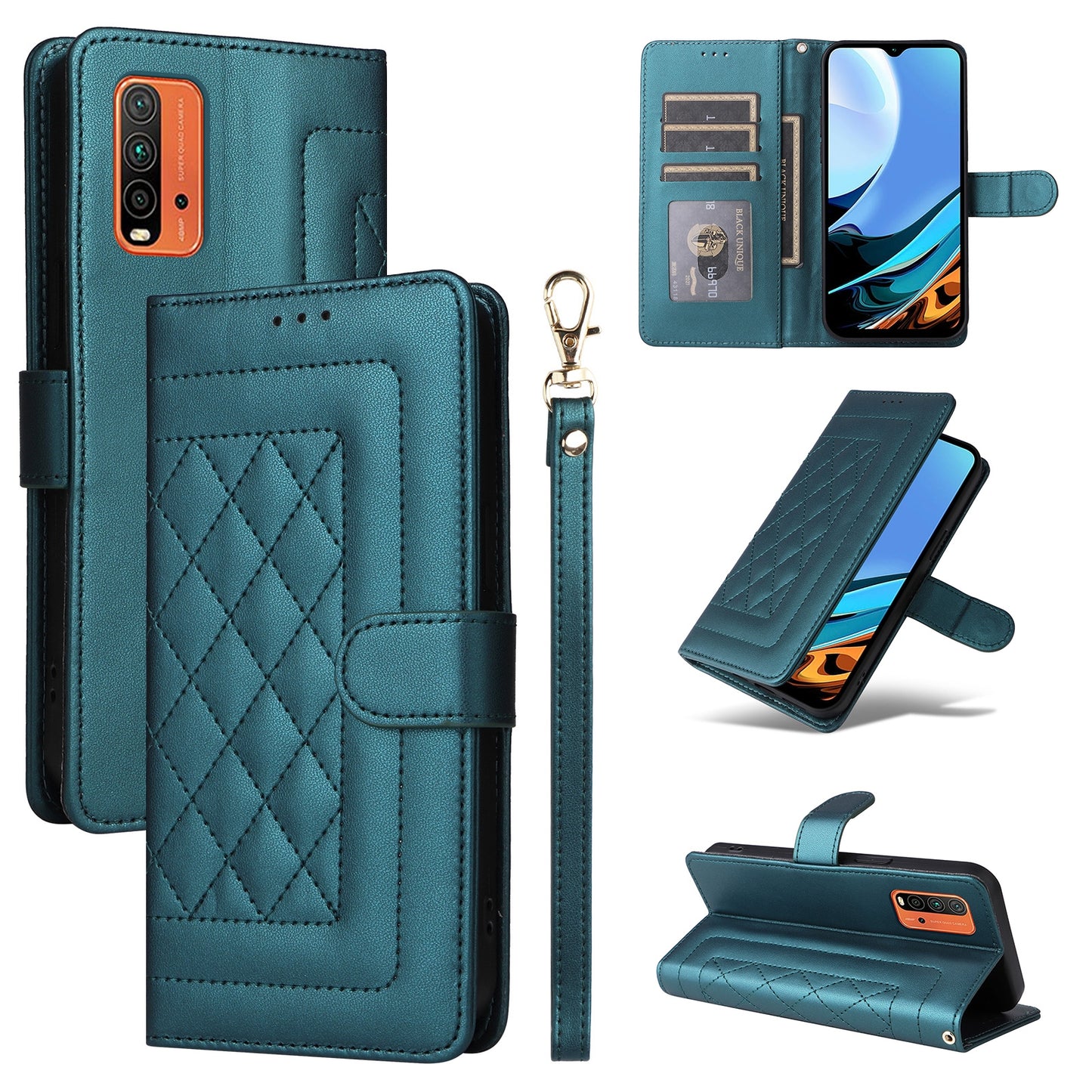 Xiaomi Redmi 9T Diamond Lattice Leather Flip Phone Case - Durable and Convenient Holder with Precision Cutouts