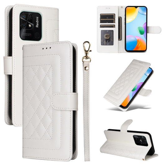 Xiaomi Redmi 10C Diamond Lattice Leather Flip Phone Case - Durable and Convenient Holder with Precision Cutouts