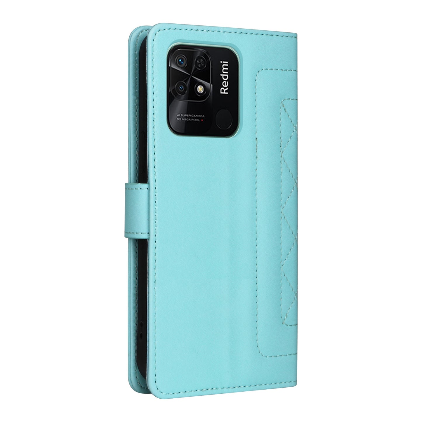 Xiaomi Redmi 10C Diamond Lattice Leather Flip Phone Case - Durable and Convenient Holder with Precision Cutouts