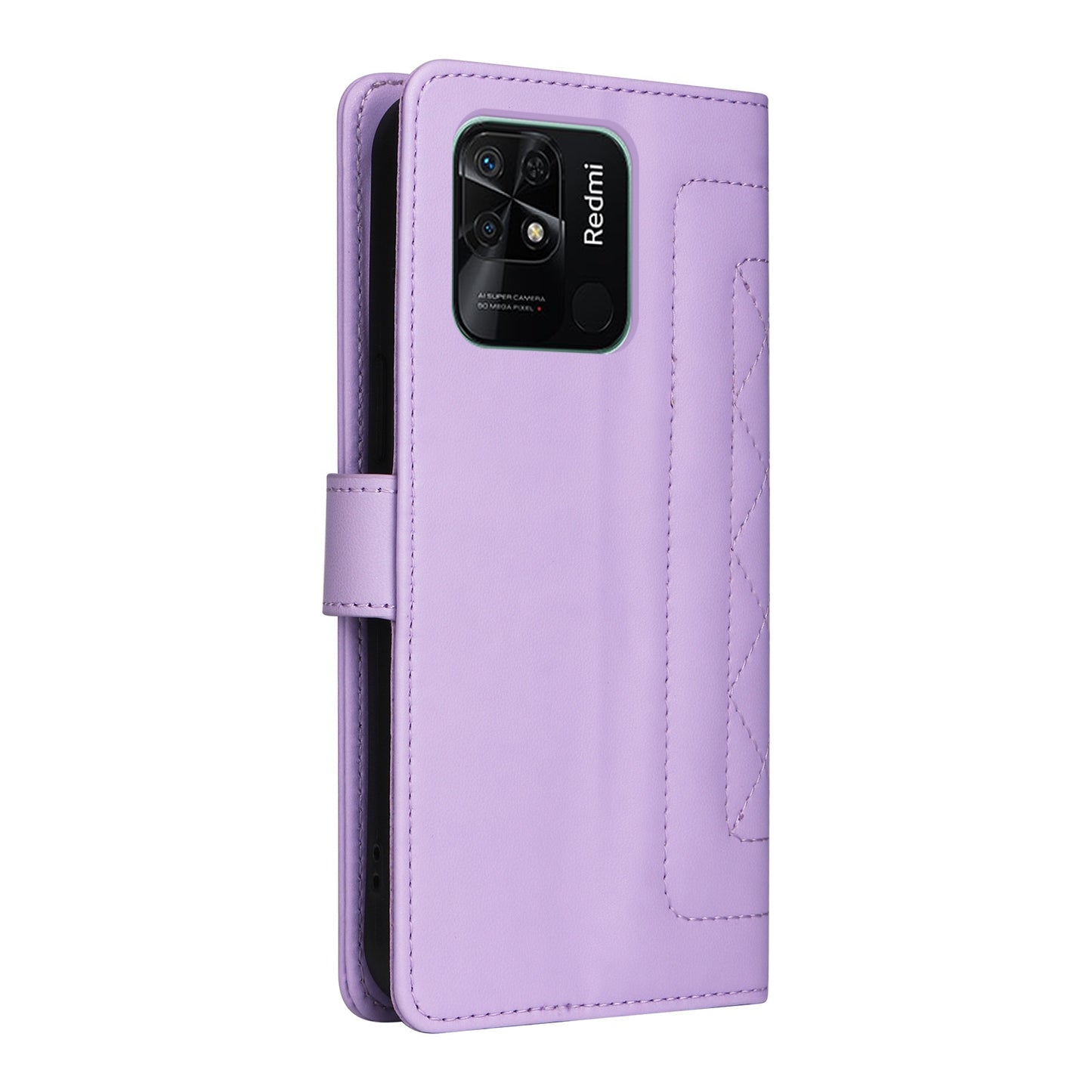 Xiaomi Redmi 10C Diamond Lattice Leather Flip Phone Case - Durable and Convenient Holder with Precision Cutouts