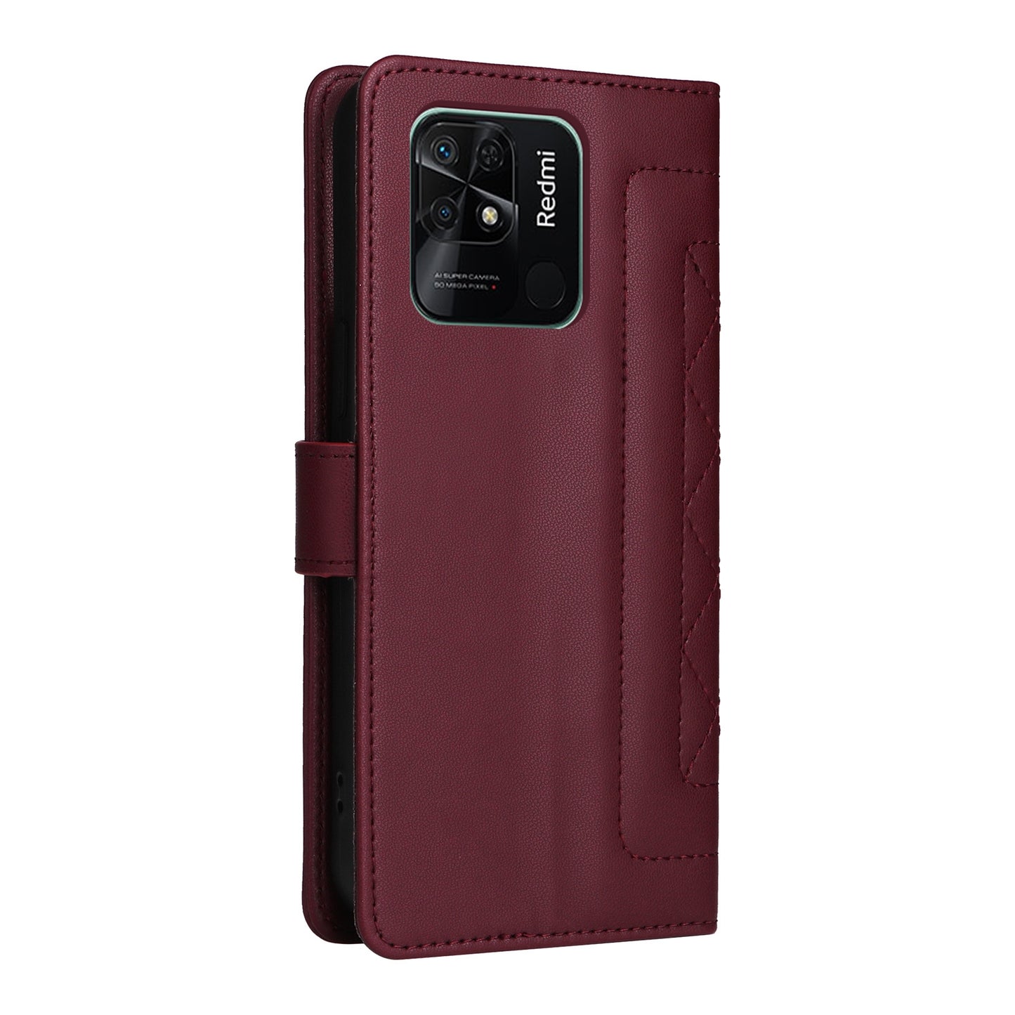 Xiaomi Redmi 10C Diamond Lattice Leather Flip Phone Case - Durable and Convenient Holder with Precision Cutouts