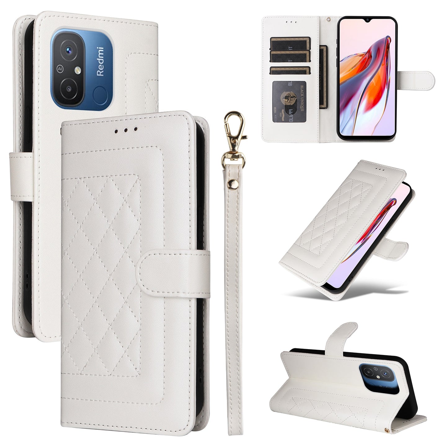 Xiaomi Redmi 12C Diamond Lattice Leather Flip Phone Case - Durable and Convenient Holder with Precision Cutouts