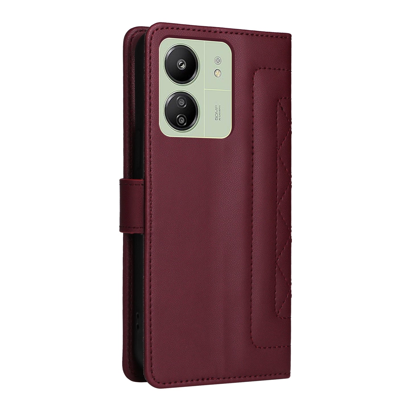 Xiaomi Redmi 13C Diamond Lattice Leather Flip Phone Case - Durable and Convenient Holder with Precision Cutouts