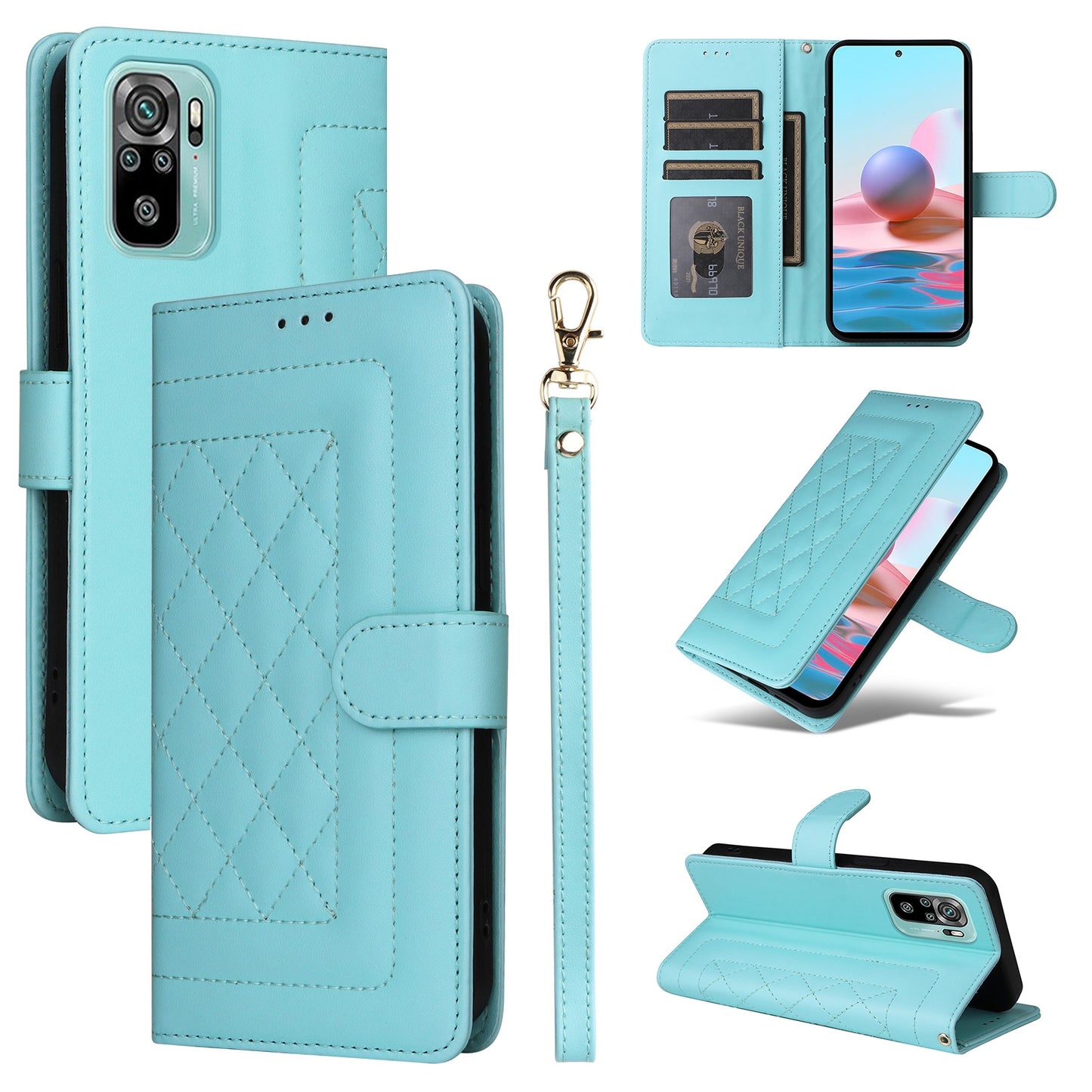 Xiaomi Redmi Note 10 Diamond Lattice Leather Flip Phone Case - Durable and Convenient Holder with Precision Cutouts