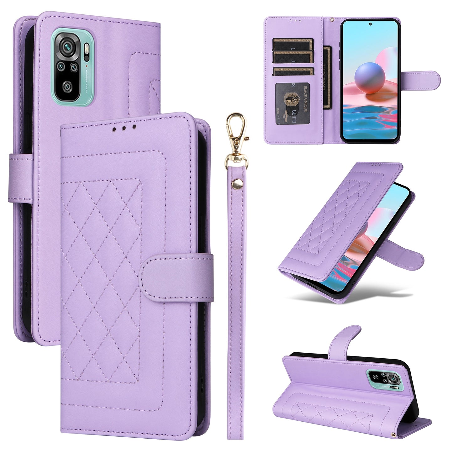 Xiaomi Redmi Note 10 Diamond Lattice Leather Flip Phone Case - Durable and Convenient Holder with Precision Cutouts