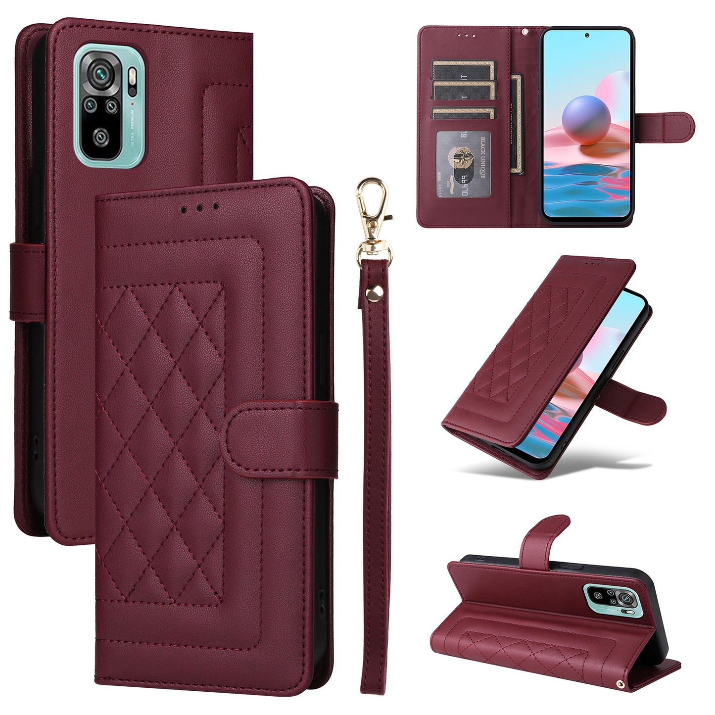 Xiaomi Redmi Note 10 Diamond Lattice Leather Flip Phone Case - Durable and Convenient Holder with Precision Cutouts