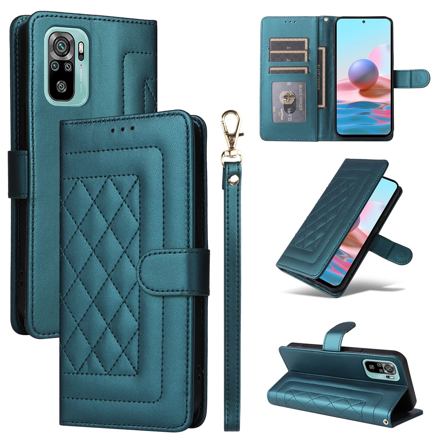 Xiaomi Redmi Note 10 Diamond Lattice Leather Flip Phone Case - Durable and Convenient Holder with Precision Cutouts